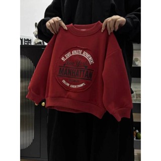 Smile Kids 過年服 臺灣出貨 男童紅色一體絨圓領衛衣秋冬季2025年兒童洋氣寬鬆拜年服上衣