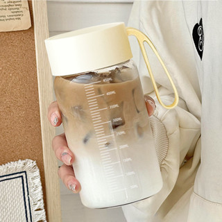 【店鋪熱銷】水杯女生玻璃杯高顏值耐高溫牛奶便攜咖啡杯杯子果汁早餐簡約刻度