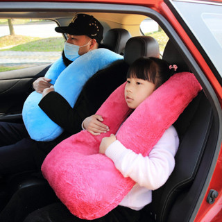 網紅多功能汽車U型抱枕靠墊毛絨玩具防撞車載睡覺神器禮物女車載抱抱枕車用抱枕安全帶抱枕車上睡覺神器