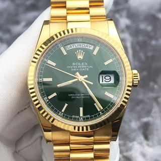 勞力士星期日曆型118238綠色錶盤18K黃金夜光指標刻度自動機械錶 Rolex