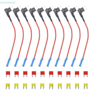 Encounteraa 10 件汽車保險絲座,帶 10Amp 20A 標準薄型保險絲標準汽車保險絲支架保險絲適配器跳線