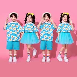 店鋪兒童表演服裝表演幼兒園港式襯衫小學街店鋪六一兒童表演服表演價值港風襯衫小學生復古運動會啦隊服裝5.2