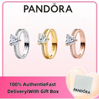 PANDORA 免稅 100% s925 純銀首飾潘多拉戒指首飾雙帶心形戒指 193100C01