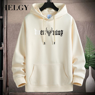 IELGY 13 色加大碼棉質連帽衛衣男士新款口袋寬鬆休閒中性上衣 DO 鹿印花