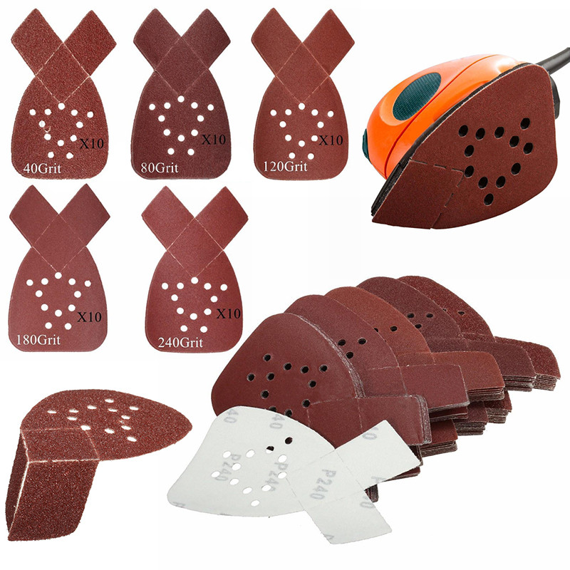 50 件 40/80/120/180/240Grit 鼠標砂紙砂光墊適用於 Black & Decker