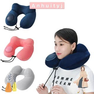ANHUITYJU型枕,便攜的按壓式充氣頸枕,雙駝峰設計人類工程學的旅行枕