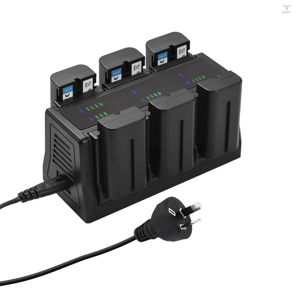Np-f550 電池充電器 6 槽充電器帶 LED 指示燈可拆卸充電底座 8.4V 850mA 兼容 NP-F970/N