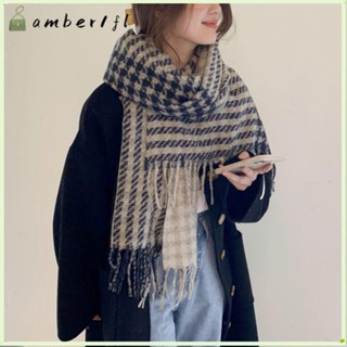 AMBER1女印花圍巾,時尚冬季柔軟的針織圍巾,暖暖的長流蘇加厚披肩披肩