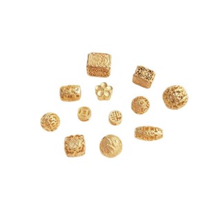 宏雲Hongyun-Ala新品-強保色沙金鏤空雕花隔珠福字銅錢燈籠花球轉運珠diy手鏈項鍊配件