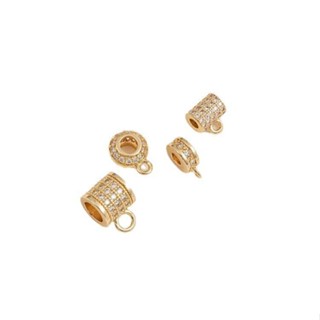 宏雲Hongyun-Ala新品-14K包金保色鋯石桶珠車輪珠隔珠帶吊環三通吊墜扣配件diy飾品資料