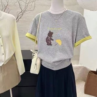 【虧本，衝銷量】#韓系大學T#嚴選純棉2025夏季新款韓系刺繡字母撞色圓領短袖t恤女簡約設計tee上衣創新