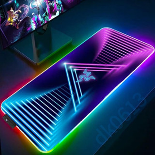 雷蛇RGB發光鼠標墊電競Razer滑鼠墊網吧超大號加厚通用usb呼吸燈 鍵盤墊會發光的桌墊 dk0613