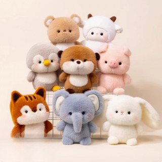 ⭐桌伴小豬毛絨布娃娃 大象毛絨玩具 小熊毛絨玩偶 小動物娃娃擺件 可愛小兔毛絨公仔 陪伴學習搭子 兒童生日