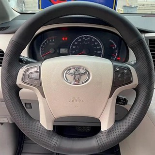 適用於豐田 Old Sienna 2012 手工縫製防滑汽車方向盤套編織真皮汽車內飾汽車配件汽車裝飾