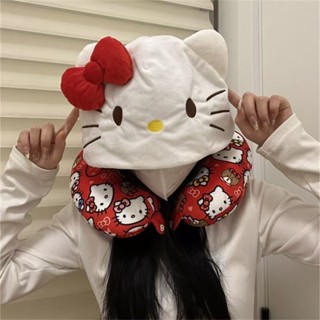 【現貨】hellokittyU型枕迪士尼 護頸枕雪莉玫連帽辦公室午休帽子飛機枕頭 學生周邊 辦公室 送禮