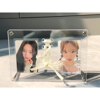 🔥🔥 臺灣出貨 透明亞克力絲帶相框明星CD愛豆ins小卡展示架拍立得照片三層立牌 ~