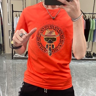 TopMan T恤男 燙鑽短袖 牛仔帽小爺水鑽透氣棉潮t DIA 男生 短袖 上衣