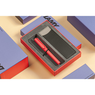 LAMY Safari狩獵者鋼珠筆皮套禮盒/ 2025限量/ Sunset日落紅 eslite誠品