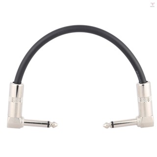 Ac-10 15cm / 0.5 英尺吉他貼片效果踏板樂器電纜線 1/4 英寸 6.35mm 銀色直角插頭 PVC