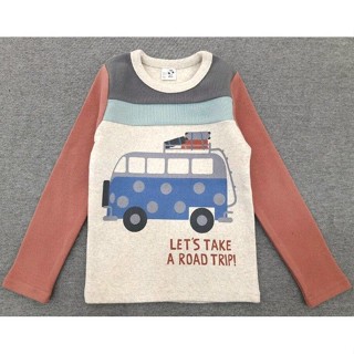 韓國MILKBEBE藍點公車QQ棉長袖上衣5-13號 |彈性保暖 2-9歲