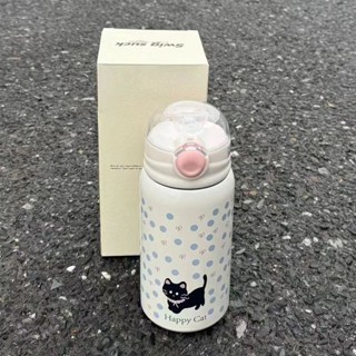 【希希家】保溫杯 水杯 冰霸杯 咖啡杯 吸管杯 小貓 迷你韓系 高顏值 女生ins卡通316不銹鋼 隨身杯【48H發貨】