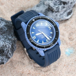 液體矽膠錶帶適用於 Swatch X Blancpain 五十 男士防水潛水五大洋橡膠錶帶手鍊 22 毫米
