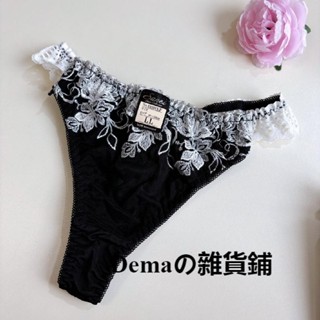 Dema雜貨鋪 現貨大尺碼女款性感丁字褲偽娘男用短褲外貿日系甜美可愛純欲貼身健康內褲刺繡鏤空t褲女裝大佬男娘cos時尚火