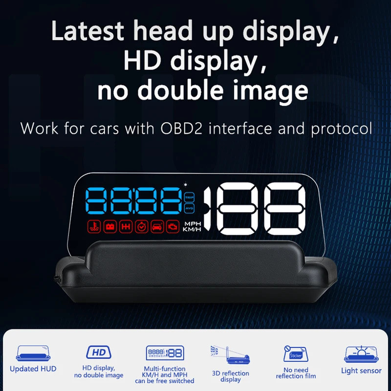 最新 C500 OBD2 汽車 HUD 數字顯示水溫速度渦輪轉速錶 GPS 智能車載電腦 T900 平視儀錶汽車