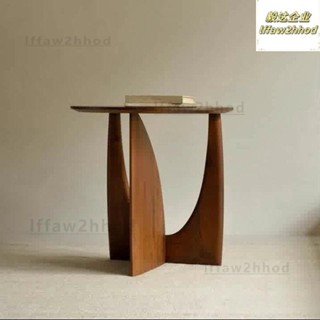 🏠免運 /免運 北歐圓形實木邊幾 幾何設計師角幾 創意茶几 黑色簡約茶幾 沙發邊桌 臥室床頭桌 邊幾 角幾 可開發票