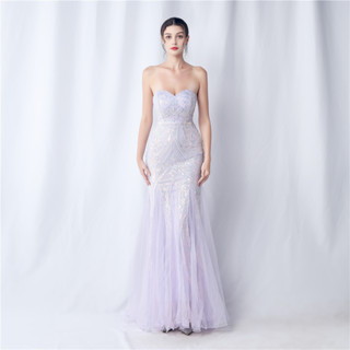 parrotfashion新品定位花裁剪網紗珠片婚禮晚宴敬酒年會晚禮服