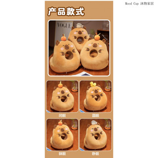 卡通水豚多功能抱枕 中孔透氣不悶熱不悶汗 一枕多用雙面舒適感冰藤午睡趴睡枕 告別頸椎痠痛午睡神器