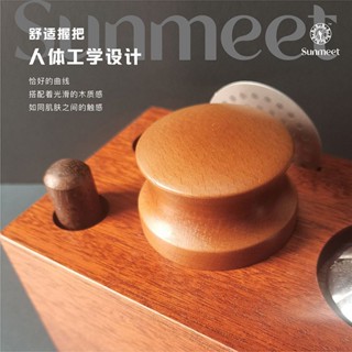 ✨臺灣熱賣不銹鋼咖啡佈粉器實木三葉壓粉可拆意式平底填壓錘51/53/58mm