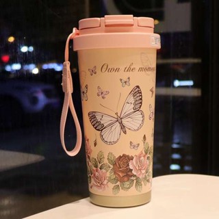 環保杯 隨行杯 新款高顏值咖啡杯隨行杯 女學生專用便攜帶茶隔吸管泡茶保溫杯子