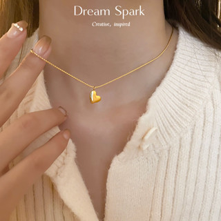 Dream Spark｜小眾設計18K金細鏈愛心項鍊女簡約百搭愛心吊墜