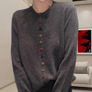 衣時尚 針織外套 秋冬女裝 毛線衣小外套 新款長袖針織毛衣圓領彩扣保暖開襟上衣洋氣上衣GB403-93190.