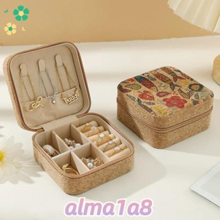 ALMA1A8首飾收納盒,軟木便攜式環形耳環收納盒,簡單有用的項鍊展示櫃旅行用品