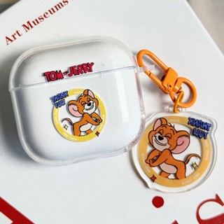 Airpods 4 Pro 2 3 1 可愛傑瑞鼠標卡通圖案透明軟 TPU 防震藍芽無線耳塞保護套外殼帶防丟掛件耳機套