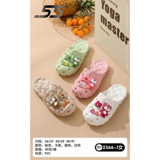 cross 洞洞鞋 crocs 洞洞鞋 林潤55夏季新款女款女士涼拖鞋包頭卡通熊平底居家外穿可愛洞洞鞋