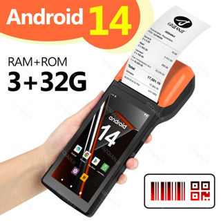 Android 14 手持式 POS 收據列印機 PDA 終端支援一維二維條碼掃描掃描儀頭 4G NFC 卡讀取多閤一