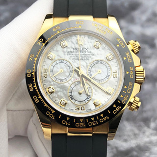 勞力士迪通拿M116518白色貝母盤刻度鑽18K黃金自動機械錶 Rolex