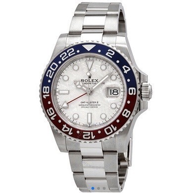 勞力士 GMT-Master II 系列自動男士手錶 40 毫米紅色藍色圓形白色錶盤 #Jewels