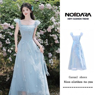 【店鋪熱銷】NO1 DARA法式重工藍色在逃公主裙子仙女超仙森系宮廷風吊帶洋裝5.19