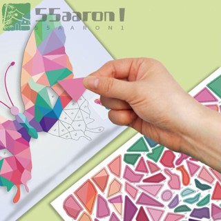 AARON1 DIY 貼上材料套件,紙質益智玩具 3D 幾何貼紙書,DIY 遊戲書手工蒙臺梭利卡通動物貼紙書兒童