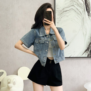 🔥新品熱款🔥 氣質短款牛仔外套女短袖夏季休閒小個子上衣