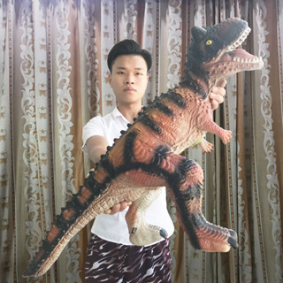 大號軟膠髮聲霸王龍恐龍充棉玩具牛龍模型兒童玩具模擬動物