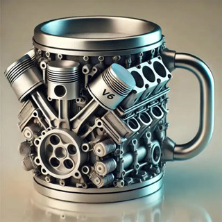 V8/V6 髮動機設計咖啡杯 450 毫陞不銹鋼馬克杯有趣耐用時尚咖啡茶杯適閤汽車愛好者或爸爸的禮物
