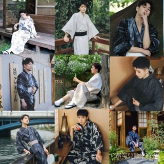 [現貨熱賣]日式 男士 和服 日本 傳統 正裝 改良 男士 浴衣 夏季 和服 武士 和風 和服 套裝