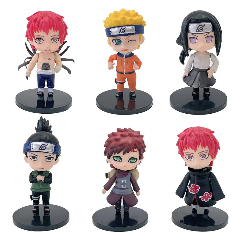 火影忍者疾風傳可動人偶 6 件/套奈良鹿丸日向寧次赤目之佐織我愛羅 PVC 公仔桌面裝飾品系列玩具火影忍者玩具兒童男孩