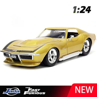 JADA 1:24 科爾維特黃貂魚 ZL1 1969 閤金汽車壓鑄和玩具車汽車模型微型比例兒童模型車