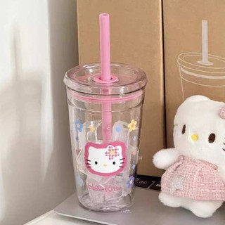 冰霸杯 隨行杯 Hellokitty貓吸管杯女生高顏值可愛少女心tritan帶蓋夏日隨行水杯